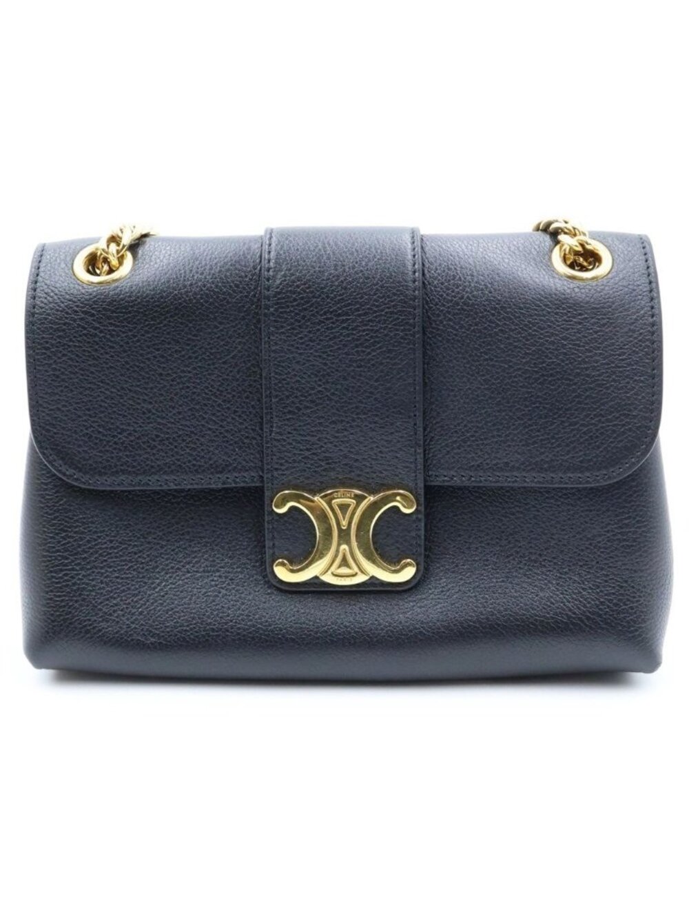 Celine Victoire Chain Shoulder Bag Teen Black Supplement Calfskin Gold